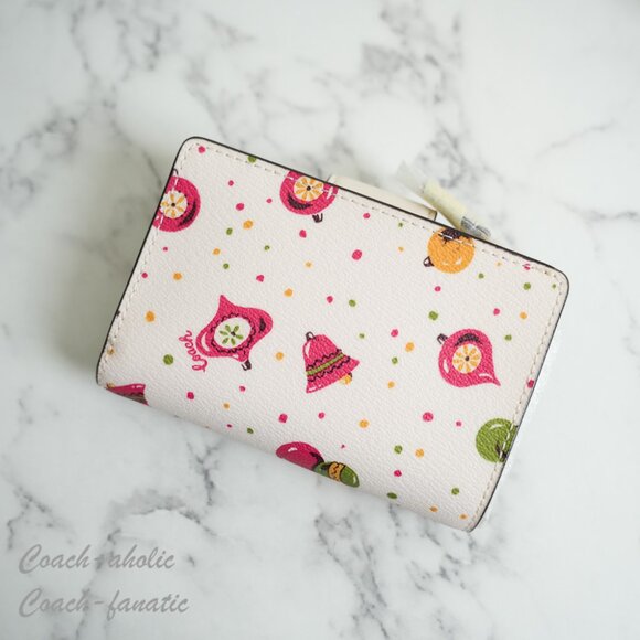 COACH C7413 Medium Corner Zip Wallet With Ornament Print Gold/Chalk Multi - Picture 4 of 9